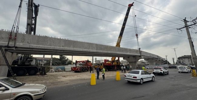 اتمام تیرگذاری مسیر اول تقاطع غیرهمسطح نیروی دریایی رشت شهدای هفت آذر